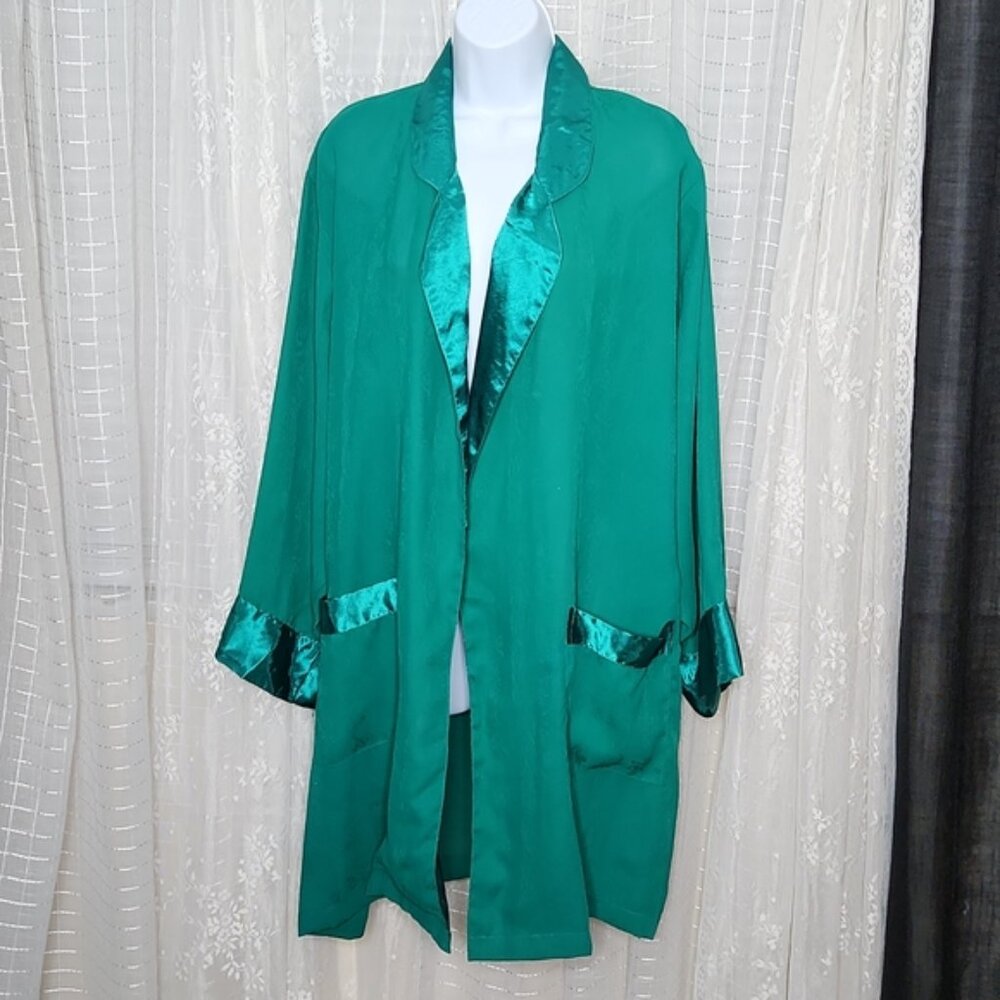 Vintage 80's Gold Label Victoria's Secret Green Kimono Robe SM